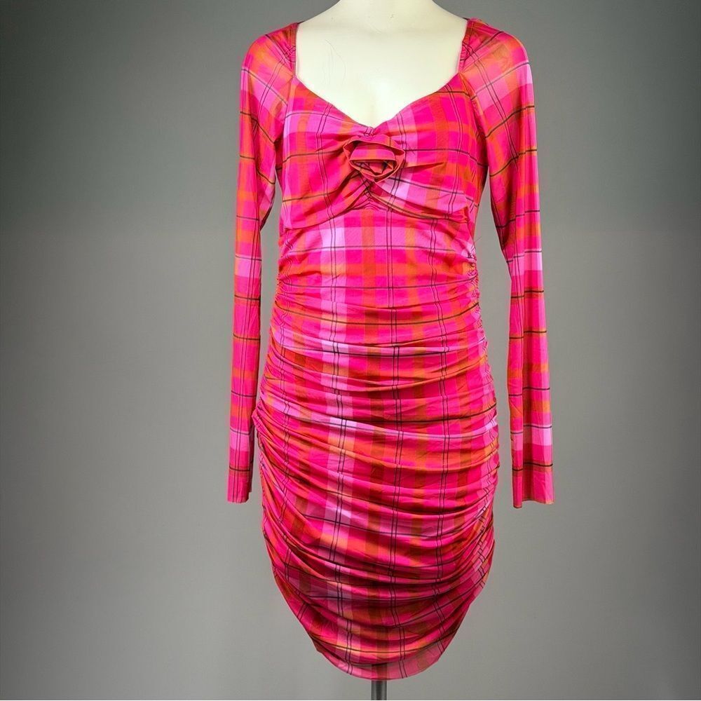 Chelsea & Violet Fuchsia Plaid Long Sleeve Dress (rack9)